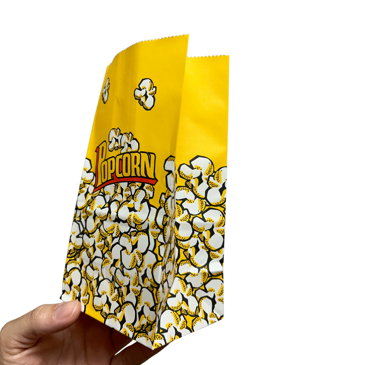 Sacs en papier colorés pour servir le pop corn. Idéal pour fêtes foraines, cinémas ou événements extérieurs. popcorn_bag_bags_sac_sacs_location_vente_rental_popcorn_machine_proludik_sac_papier_emballage