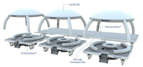 Station flottante conviviale pour 30 personnes. Solution modulaire parfaite pour les zones de repos aquatiques.