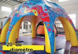 Chapiteau gonflable multicolore de 20 pieds. Crée un espace festif pour zones d’animation ou accueil d’invités