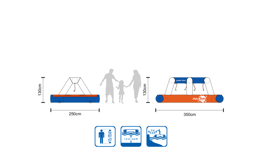 Élément de jonction Pull Through pour jeux Aquafun Junior. Facilite l’enchaînement entre deux modules aquatiques