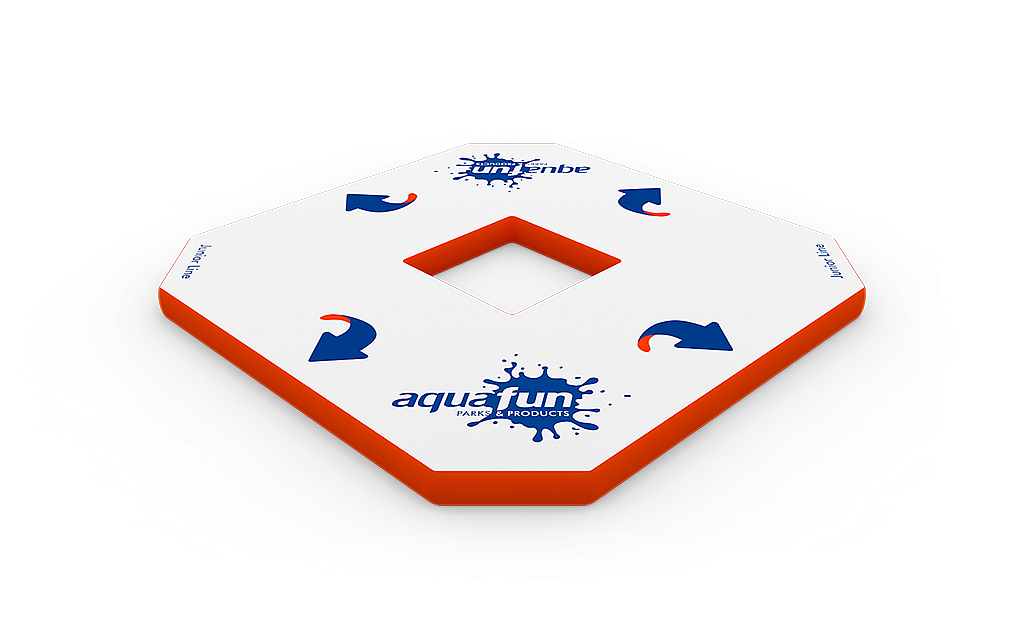 Module Aquafun Junior Line plat. Sert de base stable pour connecter ou intégrer d’autres éléments de parcours aquatique