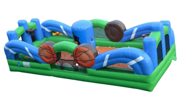 Jeu de basketball gonflable avec élastiques. Activité originale qui combine adresse et résistance physique