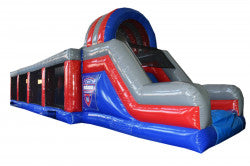 Jeu gonflable inspiré des parcours Ninja Warrior. Conçu pour les défis physiques, la course à obstacles et l’entraînement ludique