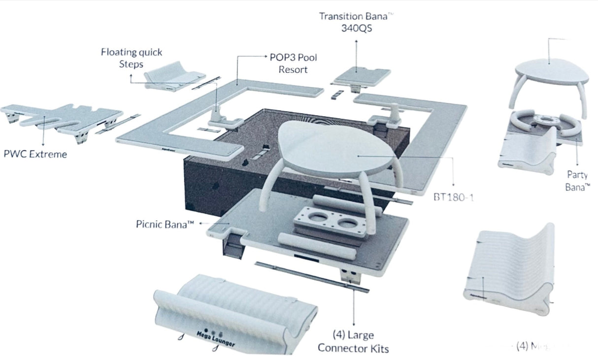 Station flottante de luxe pouvant accueillir 30 personnes. Espace détente ou animation sur l’eau.