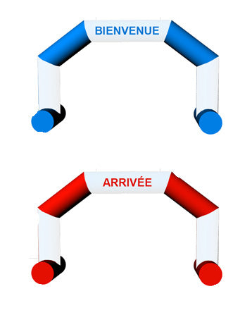 Structure gonflable en arche, idéale pour signaler une entrée ou baliser un parcours durant un événement.
