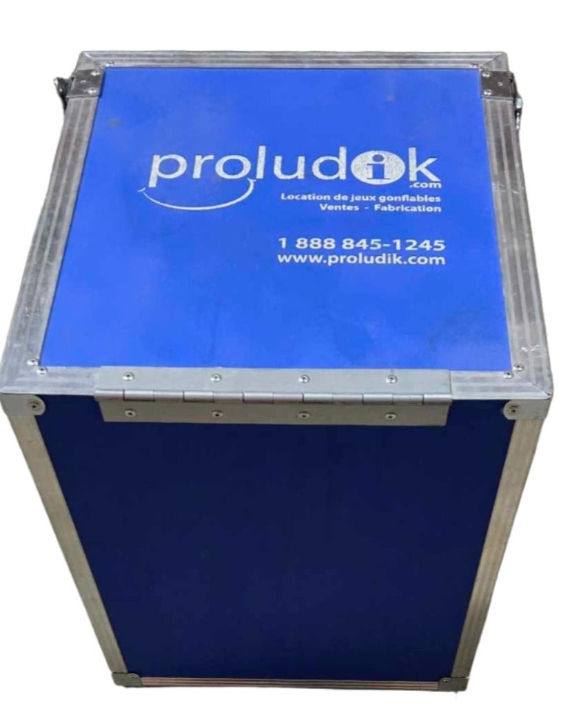 Coffre insonorisé pour souffleuses 1HP et 2HP. Permet de réduire le bruit lors du fonctionnement de souffleries gonflables