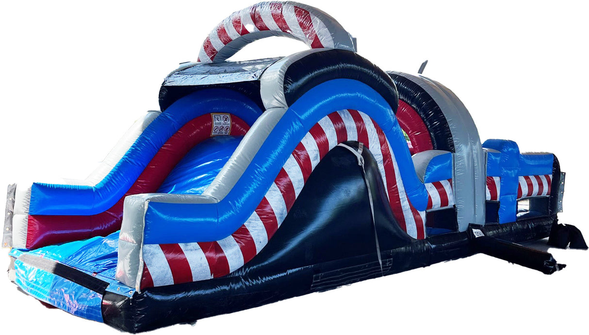 Jeu gonflable sur le thème de la course automobile. Parfait pour les compétitions amicales ou animations jeunesse