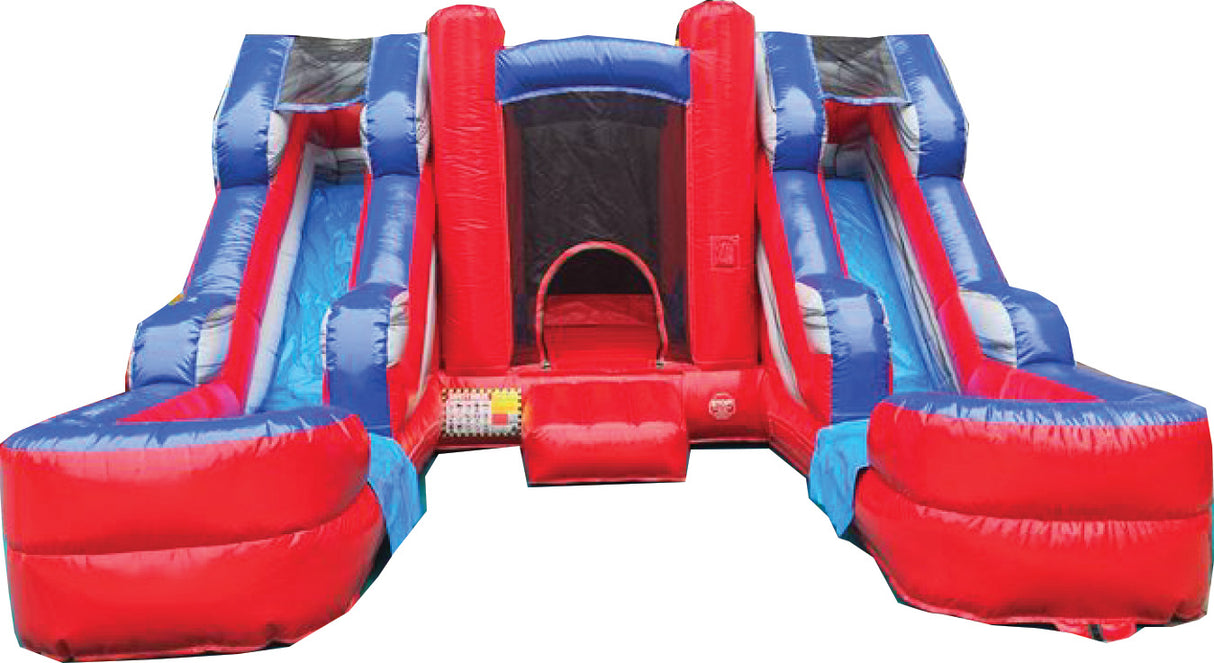 Parcours gonflable dynamique composé de glissades et d’obstacles. Conçu pour les compétitions amicales et défis sportifs