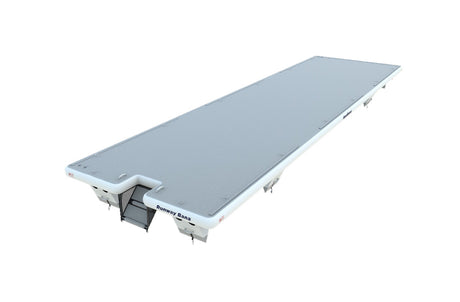 Passerelle flottante permettant de relier les modules Aquabanas. Stable, modulaire et parfait pour l’accès entre les plateformes.
