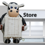 Vache gonflable - Panneau publicitaire