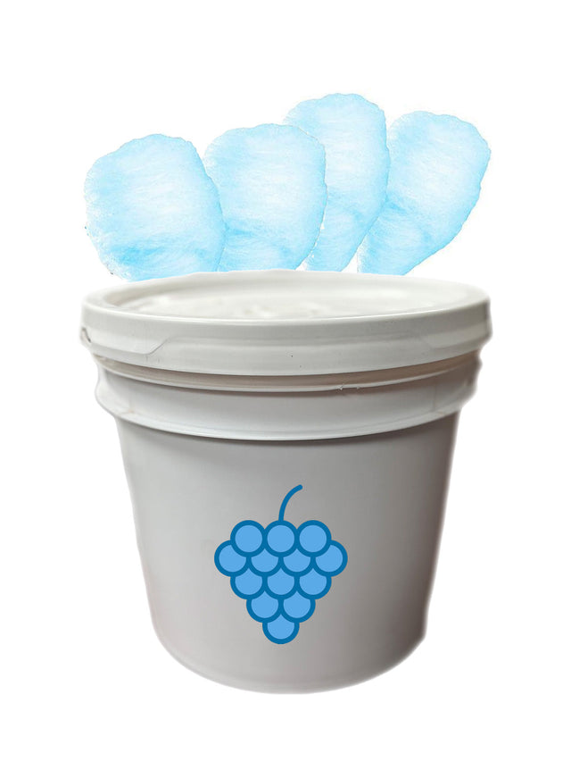 Sucre bleu framboise pour barbe à papa, format chaudière pratique pour événements.